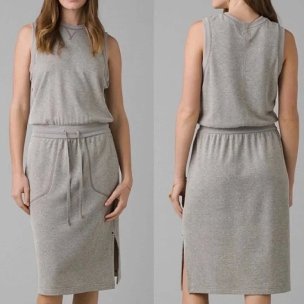 Prana Women's Cozy Up Beach Hopper Blouson Dress Heather Grey Size Small Cozy - Picture 1 of 6